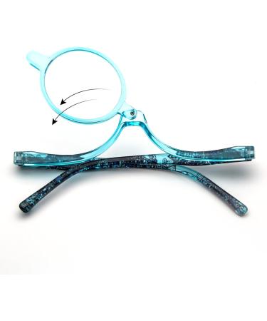 MMOWW Makeup Reading Glasses Blue 1.5x - Flip-Down Single Lens Rotating Glasses for Women | Magnifying Makeup Glasses - Buy Online on GoSupps.com
