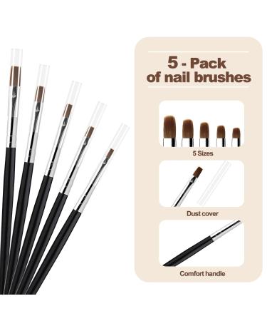 Buy Sularpek 5-Piece Nail Brush Set - UV Gel & Acrylic Nail Art Brushes for Home Nail Design | International Shipping - Buy Online on GoSupps.com