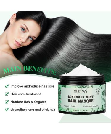 Rosemary Mint Hair Mask - Deep Conditioning for Damaged Dry Frizzy Hair (380ML) - Anti-Break Bond Repair Treatment - Buy Online on GoSupps.com