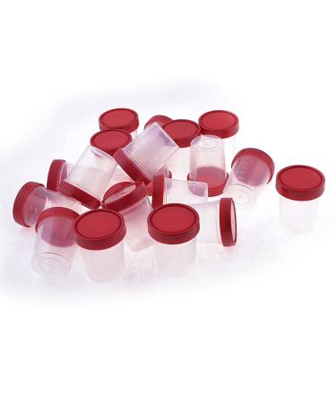 Ruilogod 20pcs Home Clear Plastic Round Shape Urine Test Cup 120ml w Red Cover