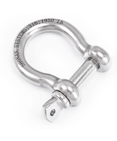 SHONAN 1/2 Large Bow Shackle - Heavy Duty D Ring Shackles - 1950 Lbs Capacity - Marine Grade Stainless Steel - 1 Pack - Buy Online on GoSupps.com