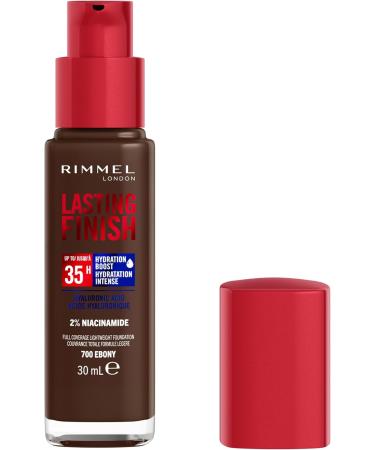 Rimmel London - Lasting Finish 35 Hour Foundation Long-Wearing Hydrating Vegan Formula Full-Coverage - Ebony 1 count (Pack of 1) Ebony - 700 - Buy Online on GoSupps.com