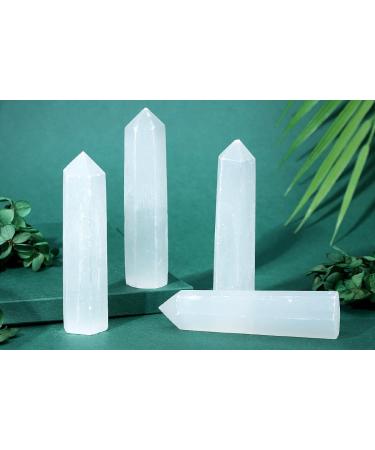 Xiannvxi Selenite Crystal Towers - Hexagonal Energy Stones for Meditation (9-10cm) - Natural Gemstone Rods - Buy Online on GoSupps.com