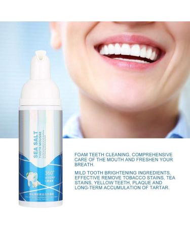 Whitening Foam Toothpaste | Sea Salt Deep Cleaning Mousse - 60ml Decontamination Formula for Bright Teeth - Buy Online on GoSupps.com