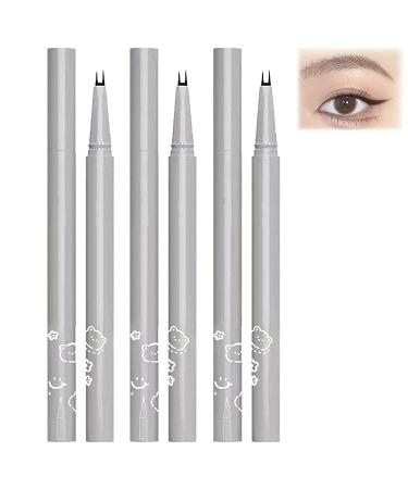 Double Tip Lower Eyelash Pencil Waterproof Super Slim Double-tip Eyelash Pencil Waterproof Liquid Eyeliner (3pcs Black)