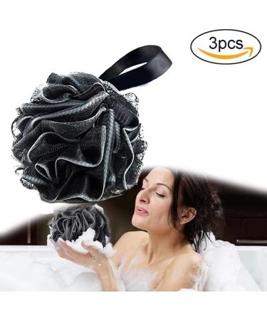 3Pcs Eco-Friendly Large Bath Loofah Sponge - Body Scrubber & Exfoliator for Smooth Skin (Black) | International Shipping Available - Buy Online on GoSupps.com
