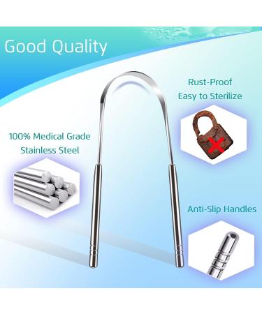 5-Piece Stainless Steel Tongue Cleaner Set | Fresh Breath & Bad Breath Relief for Adults & Children - Buy Online on GoSupps.com