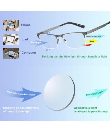 Buy Eyecedar 5-Pack Men's Blue Light Blocking Reading Glasses - Gunmetal Half Frame Anti-Eye Strain & Anti-Glare +3.00 Power - Buy Online on GoSupps.com