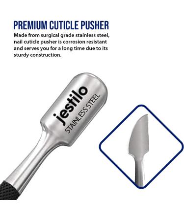 Jestilo Stainless Steel Cuticle Pusher and UV Gel Nail Polish Remover Pack of 2 Cuticle Remover & Trimmer | Nail Art Tools Scraper and Cleaner (Black) - Buy Online on GoSupps.com