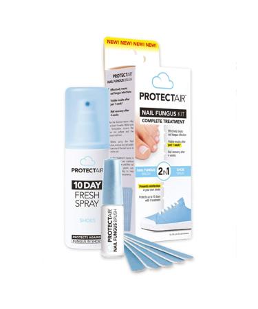 ProtectAir Fungal Nail Treatment - Extra Strong for toenails - 5ml + 5 Nail Files + Medical Shoe Spray