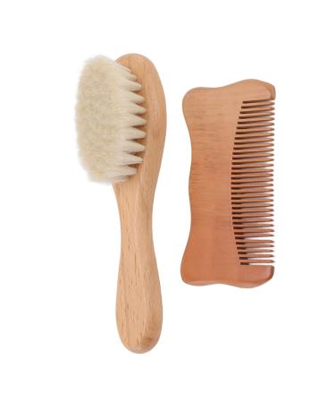Wooden Baby Hair Brush and Comb Set  Newborn Baby Natural Wool Comb Massaging Scalp Exquisite Workmanship Beautiful Appearance Soft Close to Skin for Home