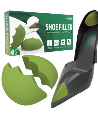 Shoe Fillers Toe Filler Inserts Cowhide Heel pad Shoe Insole Shoe Inserts for Loose Shoe Shoe Too Big Heel sliping for Both Men and Women. (Half to One Size Bigger Green) MIDDLE:(Half to One Size Bigger)
