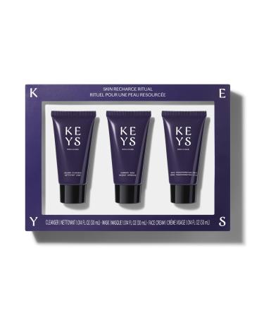 Keys Soulcare Skin Recharge Set Trio Includes Golden Cleanser Face Cream & Harmony Mask Cleanses Moisturizes Calms & Soothes Skin Cruelty-Free