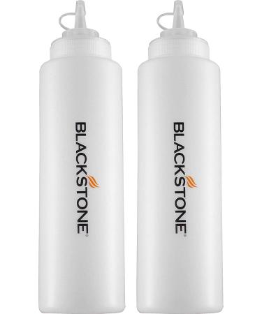 Blackstone 5071 Premium Leak-Free 32 oz Large Set of 2 Durable Clear Food Dispenser Squeeze Squirt Bottle Griddle Accessory with Cap for Sauces, Oil, Condiments,Salad Dressings, Water