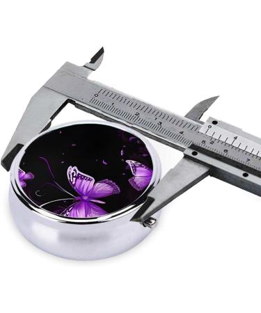 Buy Butterfly Purple Round Pill Box - 3 Compartment Portable Travel Medicine Organizer | Mini Decorative Pocket Purse Pill Case - Buy Online on GoSupps.com