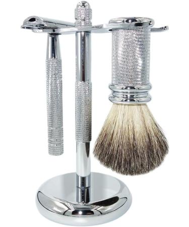 NSNT Exquisit Men's Shaving Brush Stand & Stainless Steel Safety Razor Set - Premium Wet Shaving Accessories - Buy Online on GoSupps.com
