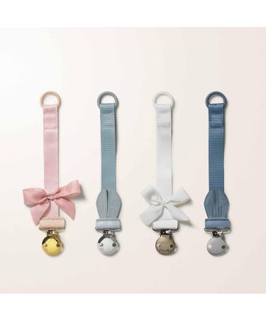 Elodie Details Pacifier Chain 2 Pack | Fabric & Stainless Steel Clip | Universal Silicone Ring | Powder Pink & Soft Terracotta - Ideal for Baby Boys & Girls - Buy Online on GoSupps.com