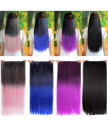 22 Inch Straight Synthetic Clip Hair Extensions - Heat Resistant Full Head #613 Color - Buy Online on GoSupps.com