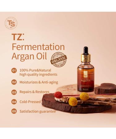 TZ Fermentation Argan Oil (1.69 Fl.Oz) - 100% Pure Organic Moroccan Oil for Skin, Hair, Nails & Face - Anti-Aging Moisturizer - Cold Pressed & Nutrient-Rich - Buy Online on GoSupps.com