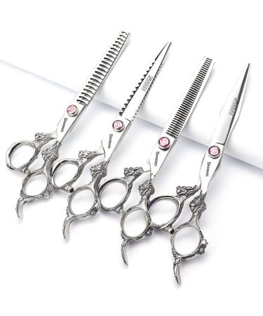 6 -inch hairstyle studio styling scissors hairdresser professional scissors japan hairdresser chinese dragon design scissors tools (7 inches 4 pieces)