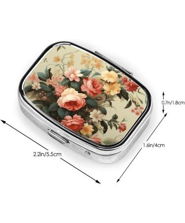 Flowers Decorative 2 Compartment Small Pill Case - Cute Travel Pill Organizer & Purse Gift - Buy Online on GoSupps.com