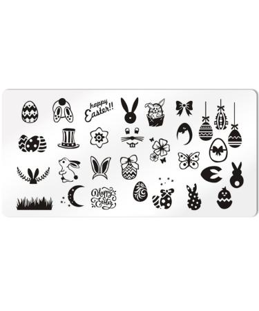 Runray Easter NailArt stamp plates Easter egg rabbits fashion print manicure templates picture plate for women and girls diy printing tools nails template