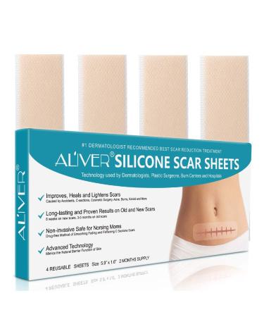 Professional Silicone Scar Removal Sheets for Scars Caused by C-Section Surgery Burn Keloid Acne and more Soft Adhesive Fabric Strips Drug-Free