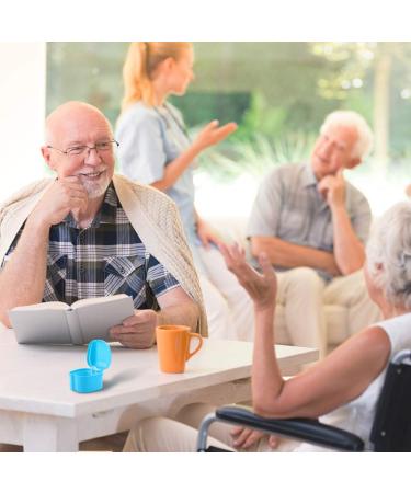 Exceart Travel Container Set - 2pcs Prosthesis Storage Box with Sieve & Net Holder for Dentures & Retainers - Ideal for Travel - Sky Blue & White - Buy Online on GoSupps.com