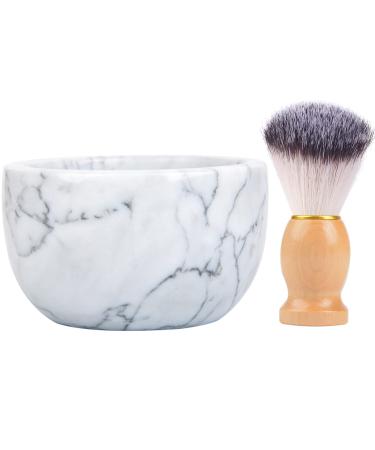 aisiming Marble Shaving Bowl for Shaving Soap & Cream, Shave Soap Cup Keep Warm Better, Produce Rich Foam Shaving Mug, Easy to Lather, Shaving Cup Gift for Men(White Grey)