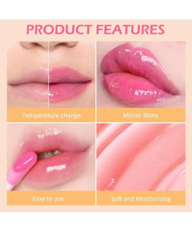 BINGBRUSH Color Changing Lip Gloss Set - 3 Pcs Tinted Plumping Lipstick & Moisturizing Lip Balm - Peach Strawberry Red Cherry - Longlasting High-Shine Lip Care - International Shipping Available - Buy Online on GoSupps.com
