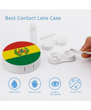 Bolivia Flag Contact Lens Case - Portable Travel Box with Mirror for Convenient Lens Storage - Buy Online on GoSupps.com