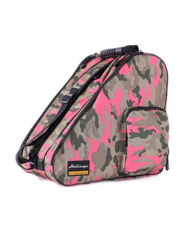 Holisogn Ice, Inline and Roller Skate Bags, Premium and Fashion Bags for child, kids, teenager, adult (Camouflage Rose Red HLS003)