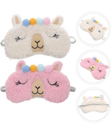 Shop Soft Plush Cartoon Animal Sleeping Eye Masks - 2Pcs Cashmere Blindfold for Travel & Sleep - Buy Online on GoSupps.com