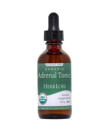 Herb Lore Organic Adrenal Tonic Tincture - Herbal Adrenal Support Supplement - Adaptogen Drops with Ashwagandha Rhodiola & Eleuthero - Alcohol Free - 2 Fl Oz 2 Fl Oz (Pack of 1)