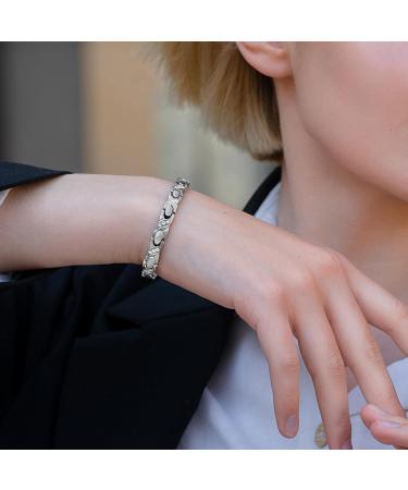 Magnetrx Ultrastarkes Magnet Hardship Bracelet for Women | Double Magnet Stainless Steel & Crystal Adjustable Bracelet with Size Tool - Silver - Buy Online on GoSupps.com