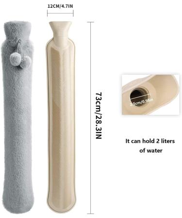2L Rubber Hot Water Bottle with Soft Cover - Pain Relief for Neck, Shoulders, Knee, Feet - Hot Cold Therapy for Women, Men, Seniors - Gray - Buy Online on GoSupps.com