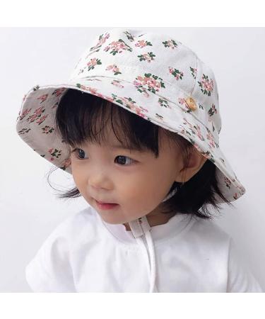 XYIYI Kids Bucket Hat - Adjustable Sun Hat for Boys Girls 12-24 Months - Floral Beige - Buy Online on GoSupps.com