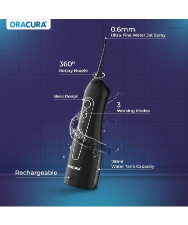 ORACURA Water Dental Flosser - Portable Rechargeable Oral Irrigator | IPX7 Waterproof | 3 Modes & 150ml Tank for Home & Travel | Ideal for Gum & Braces Care - Buy Now - Buy Online on GoSupps.com