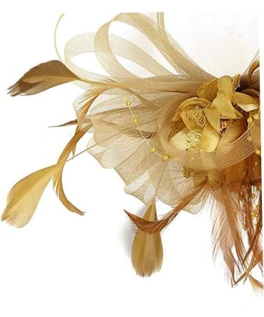 Bridal Hair Accessories Womens Mesh Ribbon Fascinator Hat Contrast Color Flower Wedding Headband Gold Hair Pins - Buy Online on GoSupps.com