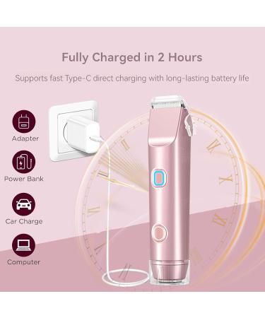 Womens Shaver Double Shaver Electric Womens Hair Clipper Body Trimmer Intimate Shaver Bikini Trimming IPX7 Waterproof WetDry Travel Epilator - Buy Online on GoSupps.com