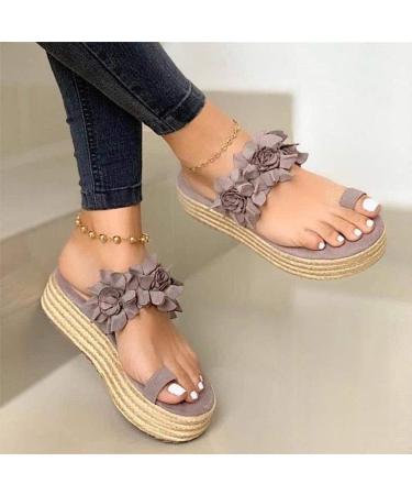 Creev Comfortable platform sandals for women orthopedic shoes PU leather flat sole large toe foot correction sandals orthopedic bale toe correction sandals 41 (red 35 EU) (41 EU)