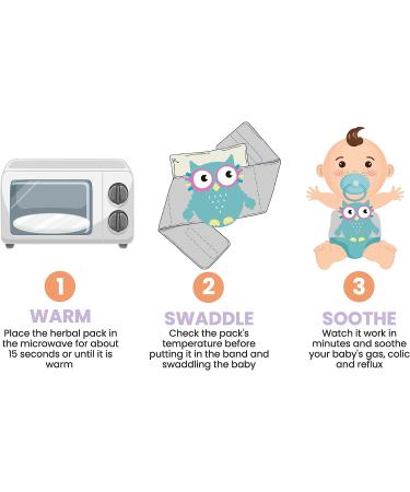 Colic Calm Baby Heating Pad Belly Band for Newborns - Relieve Gas and Reflux with Superse Warm Aroma Stomach Band - Blue Owl Design - Buy Online on GoSupps.com