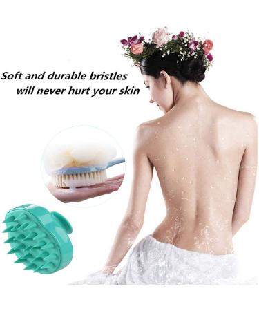 Long Handle Shower Back Scrubber with Bristle & Loofah | Hair Scalp Massager Shampoo Brush | Body Scrubber for Women Men & Pets - Blue - Buy Online on GoSupps.com