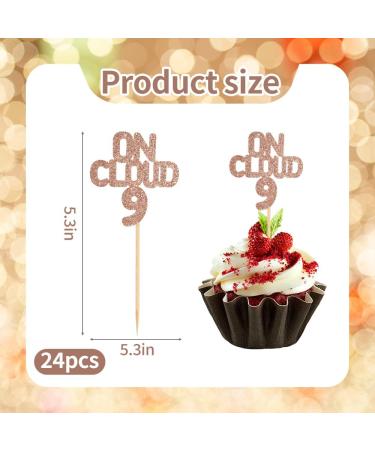 HOKPA On Cloud 9 Cupcake Toppers 24Pcs 9th Birthday Cupcake Picks for 9 Years Old Birthday Anniversary Party Decoration Girl 9th Party Supplies - Buy Online on GoSupps.com