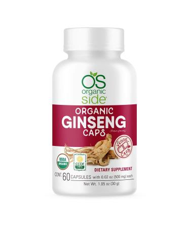 OS Organic Side - Ginseng 60 Capsules - Adaptogen - Certified USDA - Non GMO - Vegan