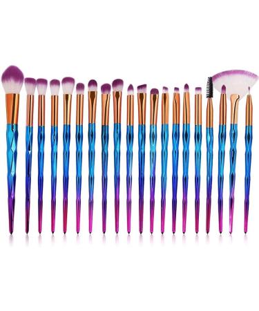 Glamza Diamond 20pc Make Up Blending Details Eyebrow Eyeshadow Eyelash Powder Lip Brushes Set (Blue) - Buy Online on GoSupps.com