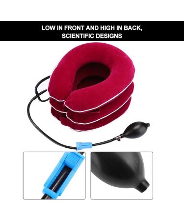 Loft Stone Inflatable Neck Stretcher - Adjustable Neck Support & Decompression Pillow for Chronic Spinal Relief - Rose Red - Buy Online on GoSupps.com