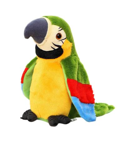 Cutiest Talking Parrot Toy Mimicry Pet Speaking Plush Toy Repeat What You Say Waving Wings Electronic Record Bird Toy Stuffed Animal Interactive Sensory Educational Toy Birthday Xmas Gift Green