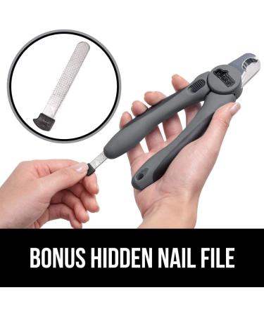 Professional Pet Nail Clippers and File - Stainless Steel - Safety Guard - Comfort Handle - Dog and Cat Trimmer - Large Gray - Buy Online on GoSupps.com
