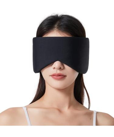 Sleep Eye Mask for Side Sleepers Black Cooling Blackout Eye Mask for Sleeping Dual-Sided All-Season Travel Sleep Mask for Women Men Adjustable Large Size Blindfold Fits All Heads